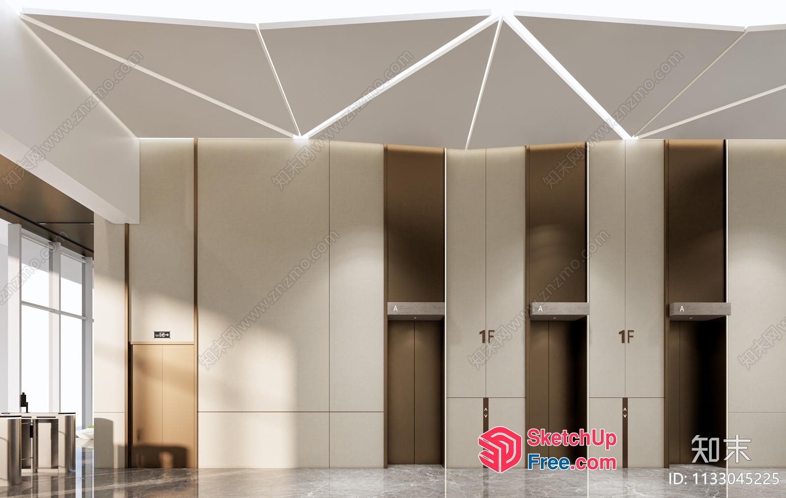 Modern Elevator Hallway 3D SketchUp File