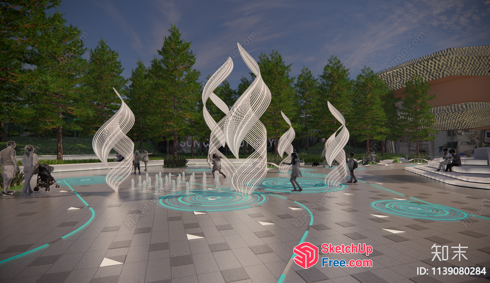 Modern Outdoor Water Fountain Decor 3D SketchUp File