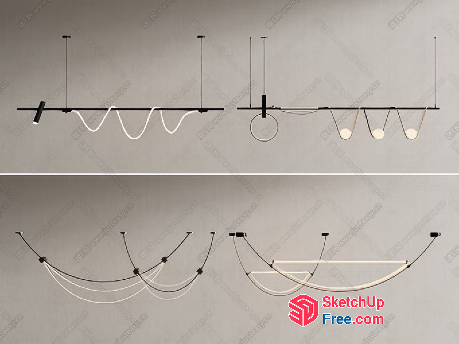 Hanging Light Fixtures With Unique Shapes And Designs 3D SketchUp File