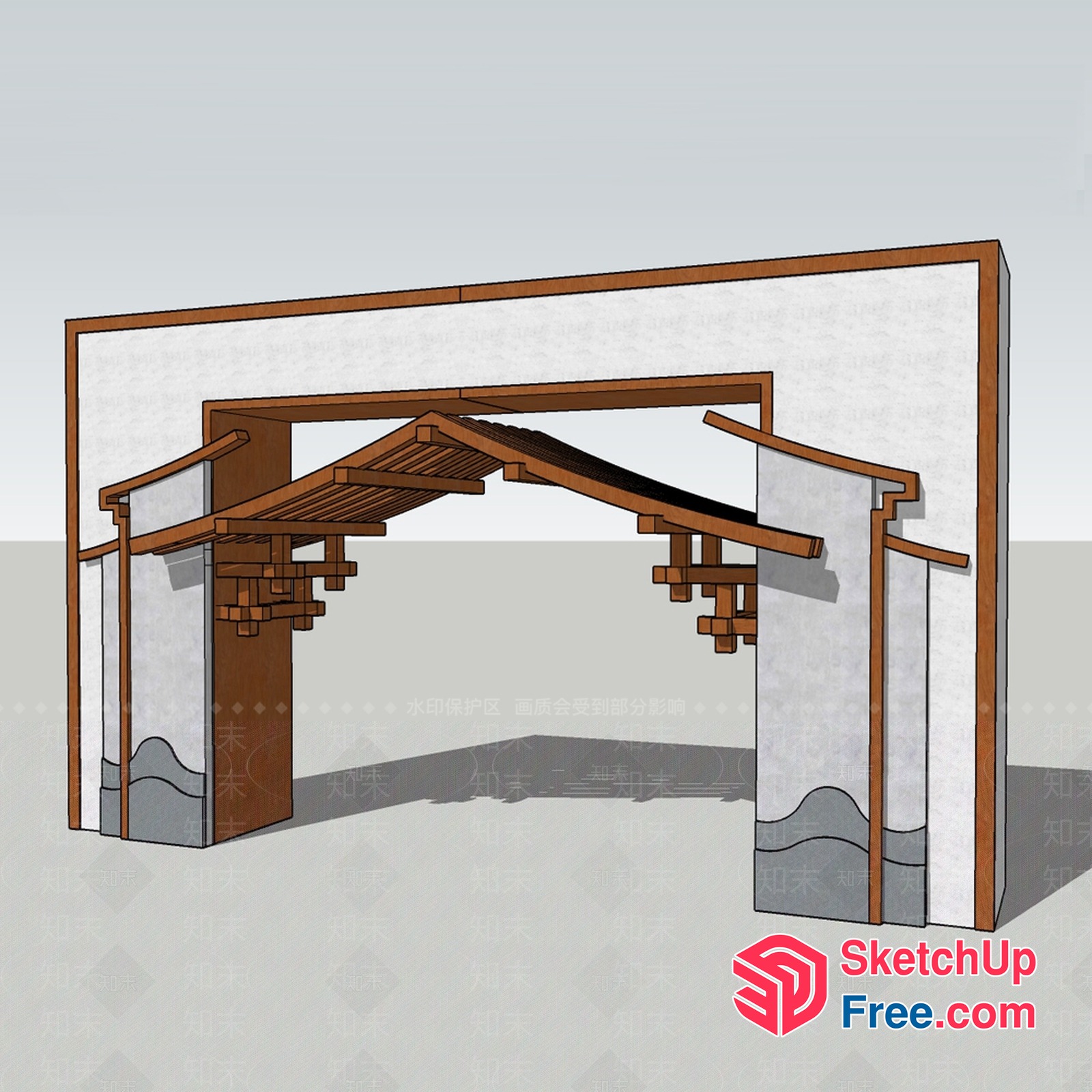 Traditional Chinese Style Entrance Arch 3D SketchUp File