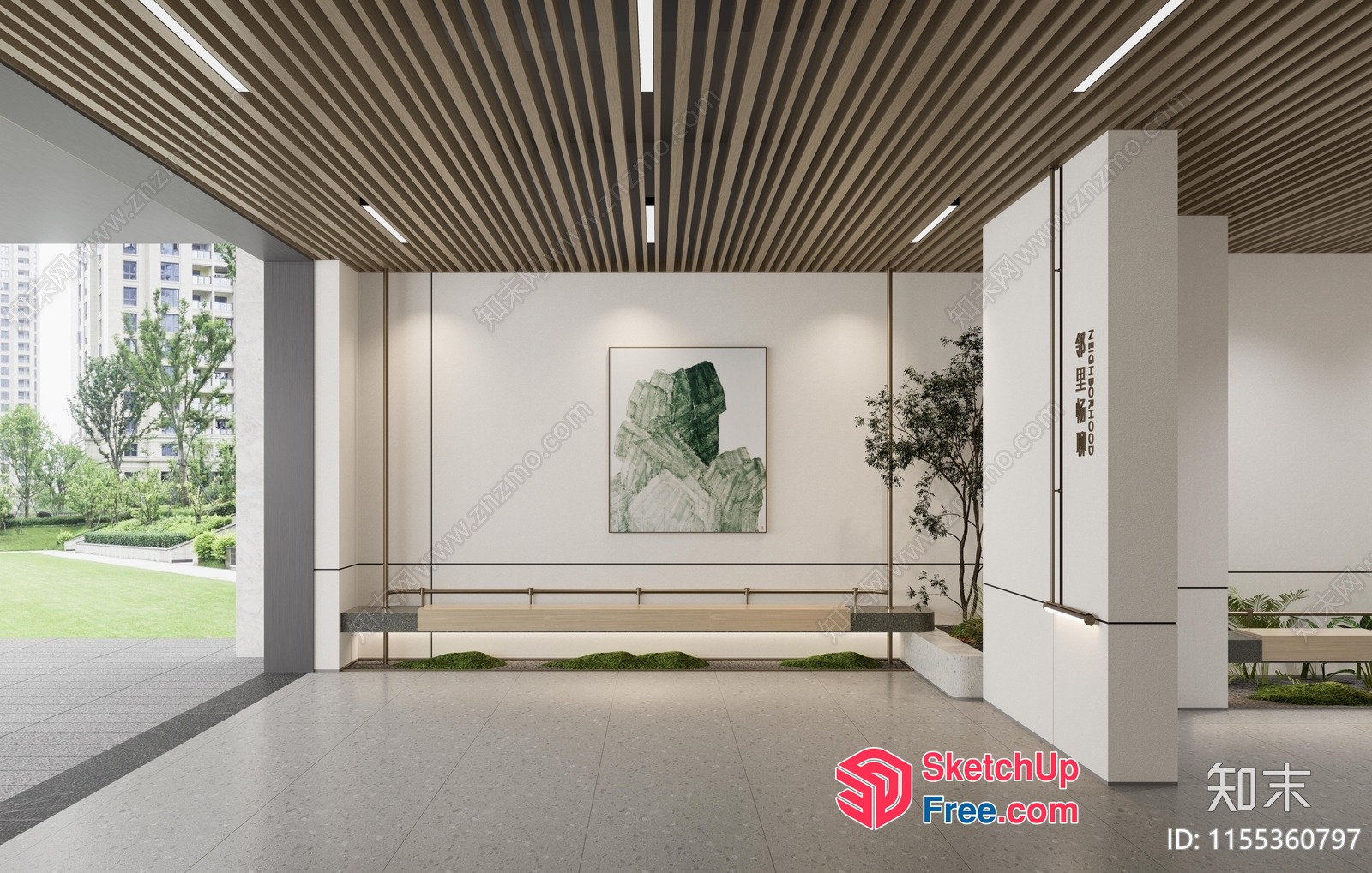 Modern Minimalist Interior With Natural Light And Greenery 3D SketchUp File