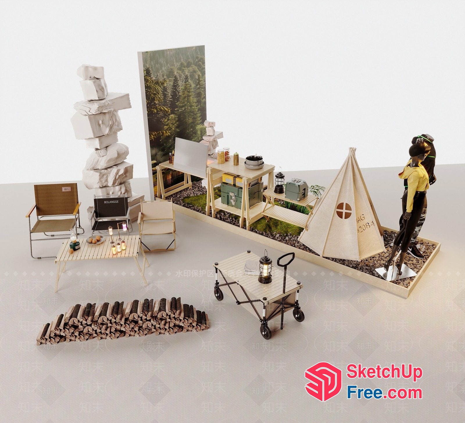 Outdoor Camping Decorative Items Collection 3D SketchUp File