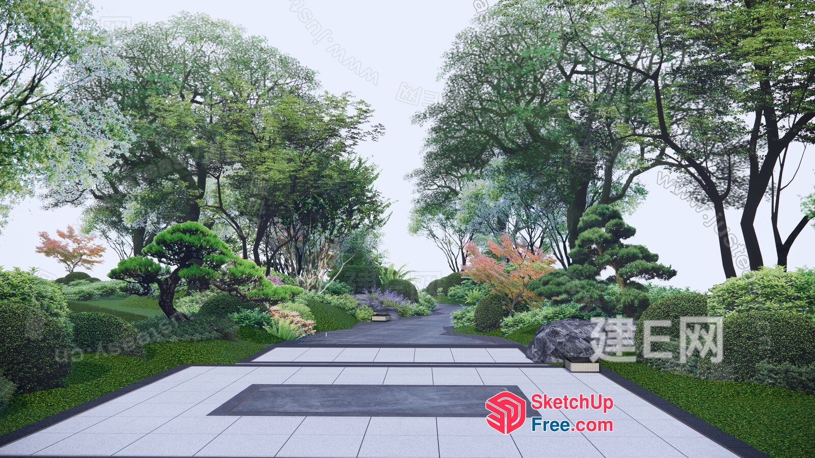 Serene Japanese Garden Pathway 3D SketchUp File