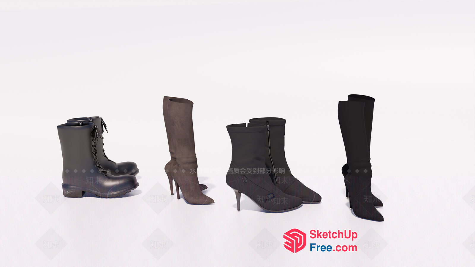 Elegant Fashion Boots Collection 3D SketchUp File