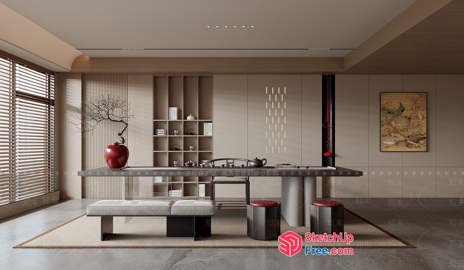 Elegant And Modern Japanese-Style Dining Room 3D SketchUp File