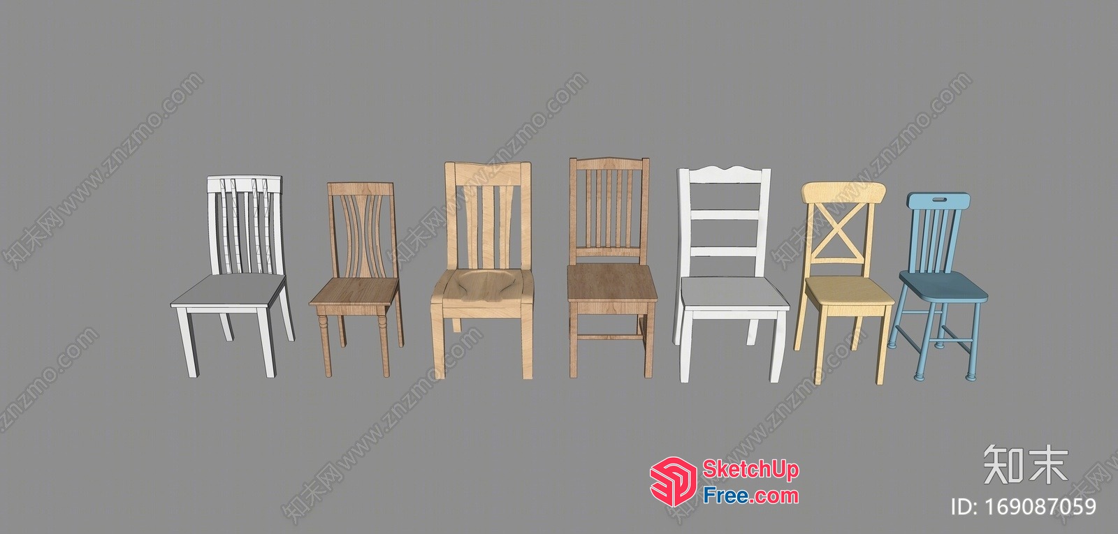 Seven Different Types Of Chairs 3D SketchUp File