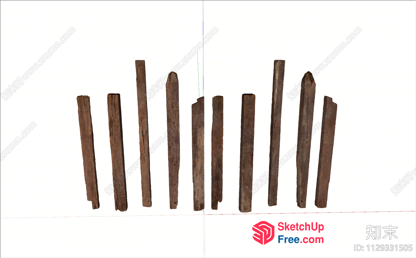 Wooden Pillars In A Row 3D SketchUp File