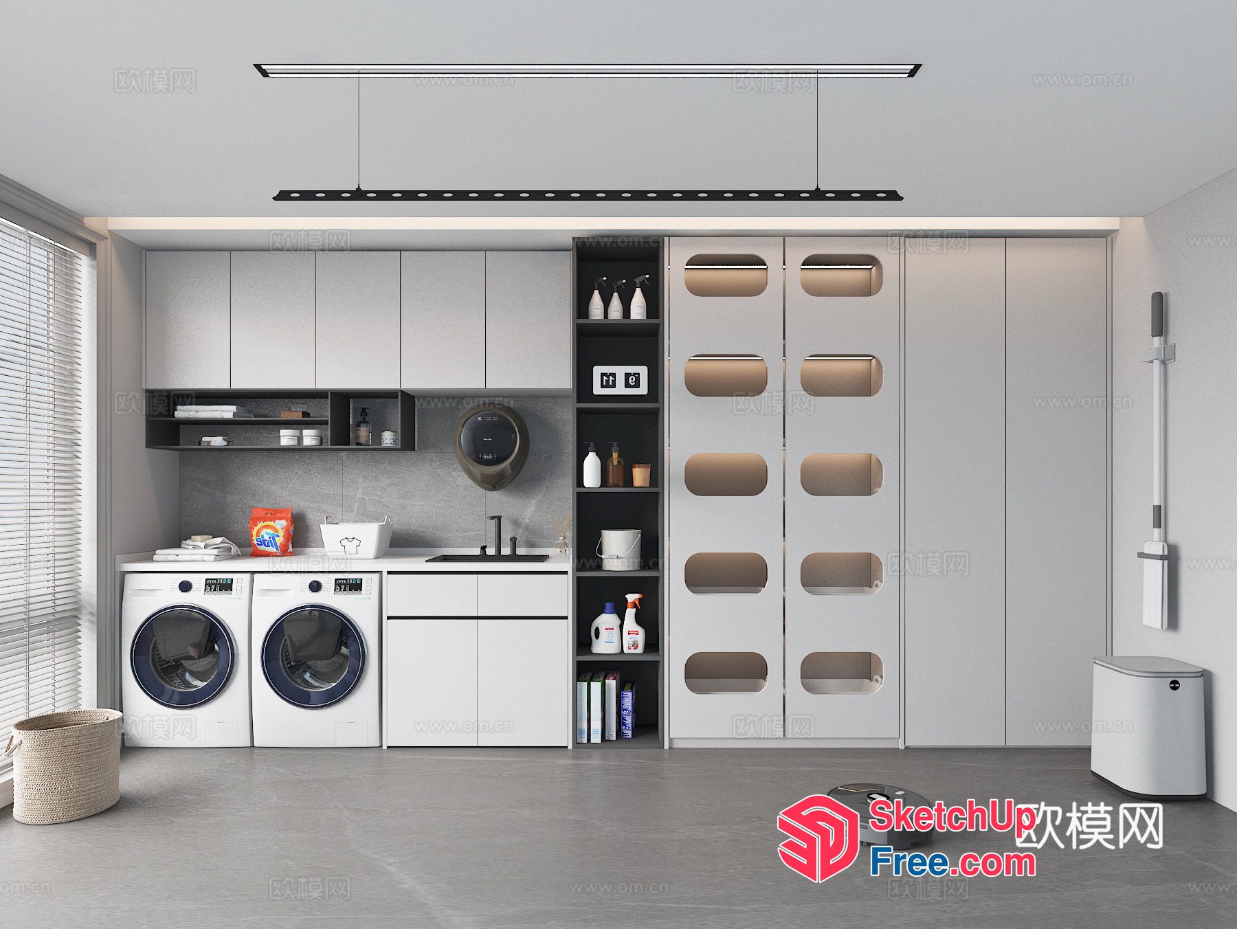 Modern Minimalist Laundry Room Interior 3D SketchUp File