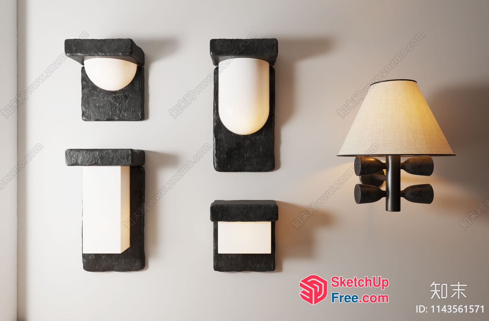 Modern Minimalist Japanese-Inspired Wall Lighting Fixtures 3D SketchUp File