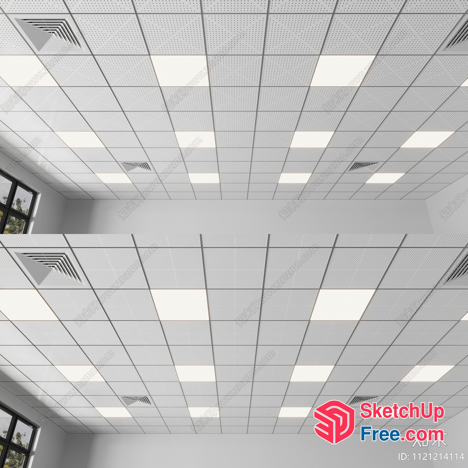 Bright And Modern Office Ceiling 3D SketchUp File