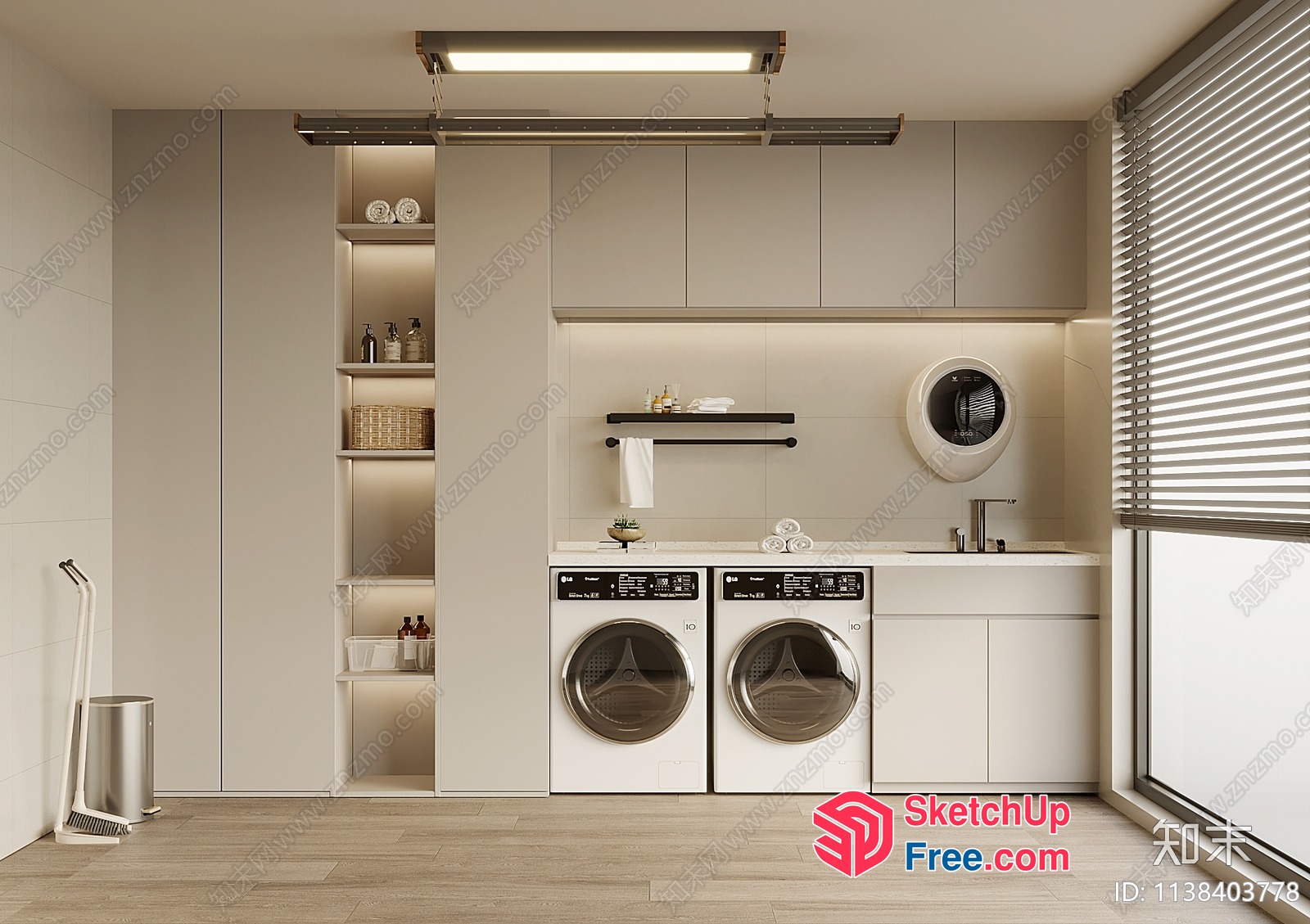 Modern Minimalist Laundry Room Design 3D SketchUp File