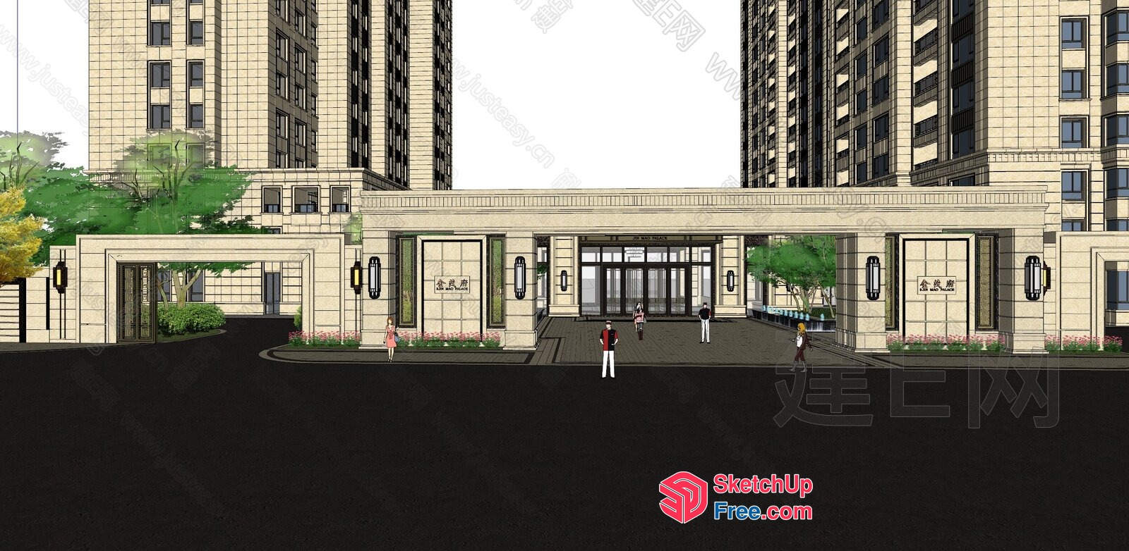 Luxurious Modern Residential Building Exterior 3D SketchUp File