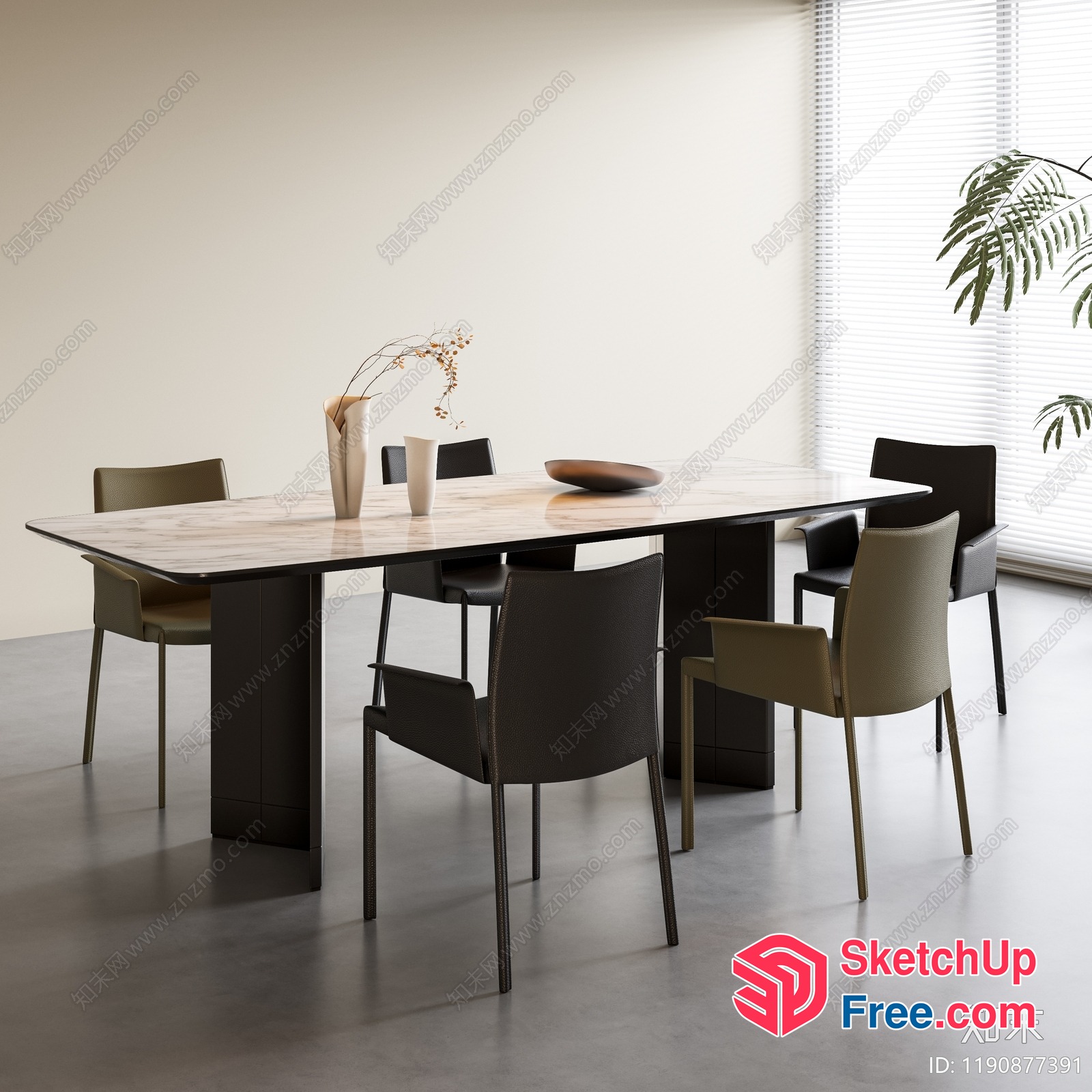 Elegant Minimalist Dining Room Scene 3D SketchUp File