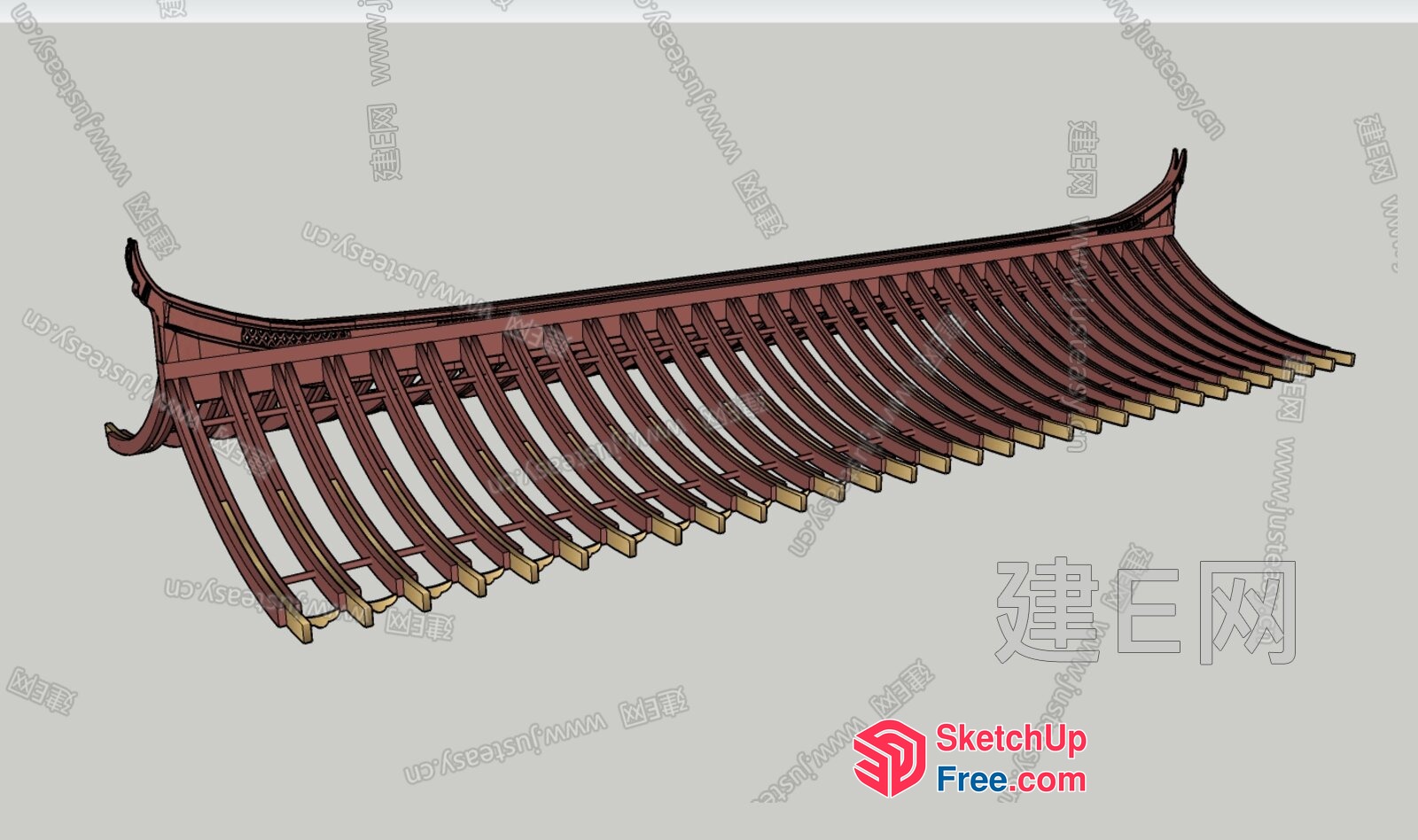 Wooden Boat Frame Structure 3D SketchUp File