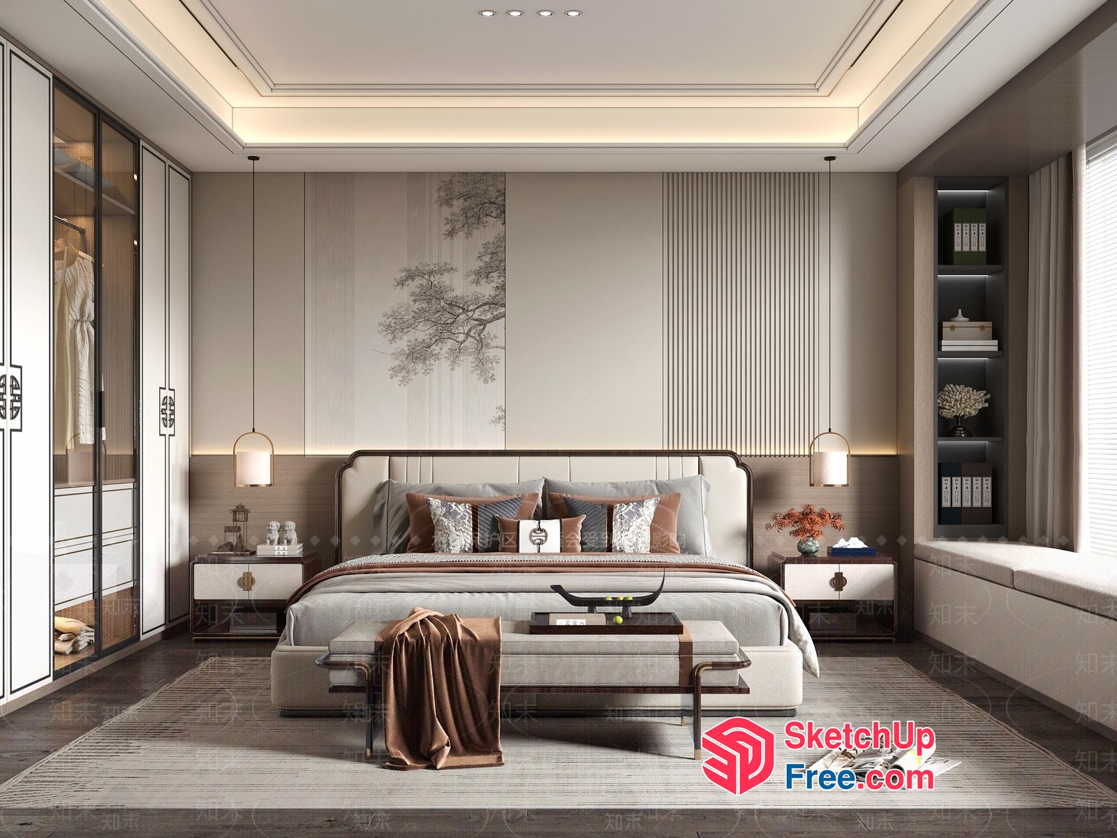 Elegant Modern Bedroom With Sleek Furniture And Neutral Tones 3D SketchUp File
