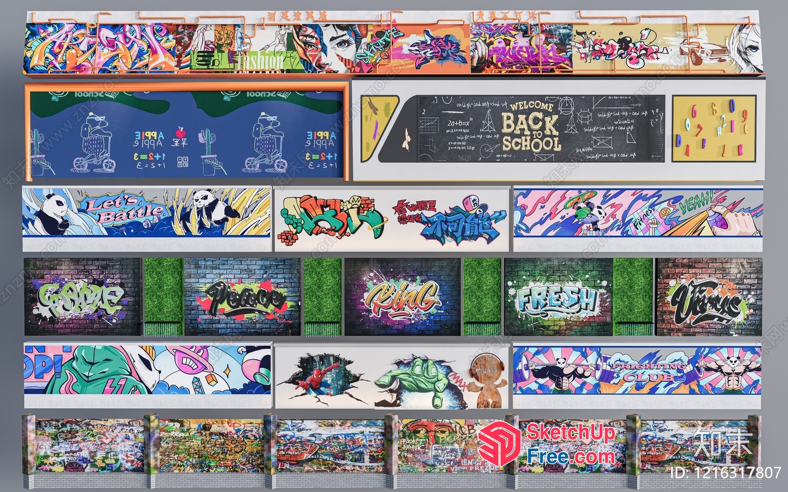 Colorful Graffiti Artwork Collection 3D SketchUp File