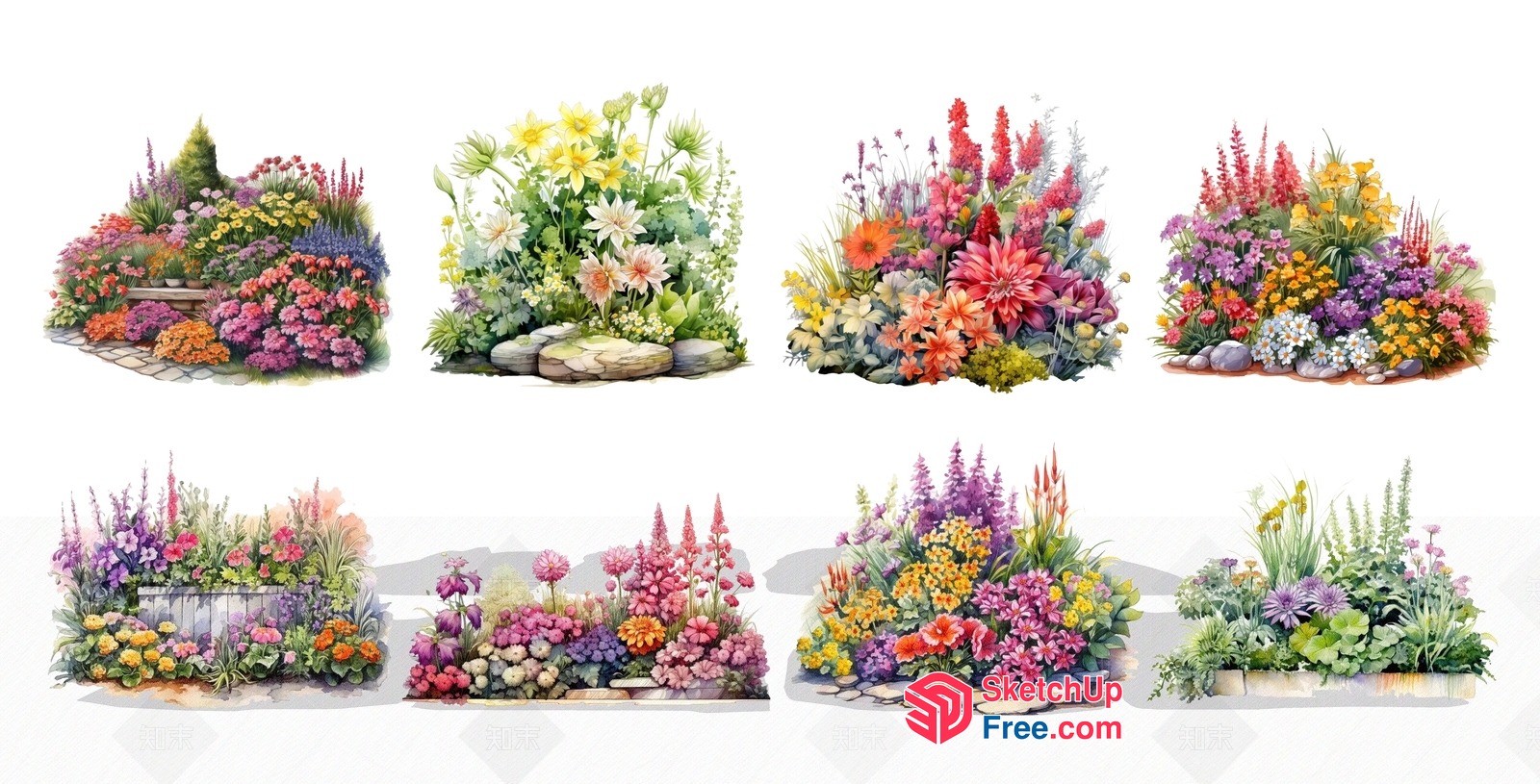 Vibrant Floral Arrangements In A Serene Garden Setting 3D SketchUp File