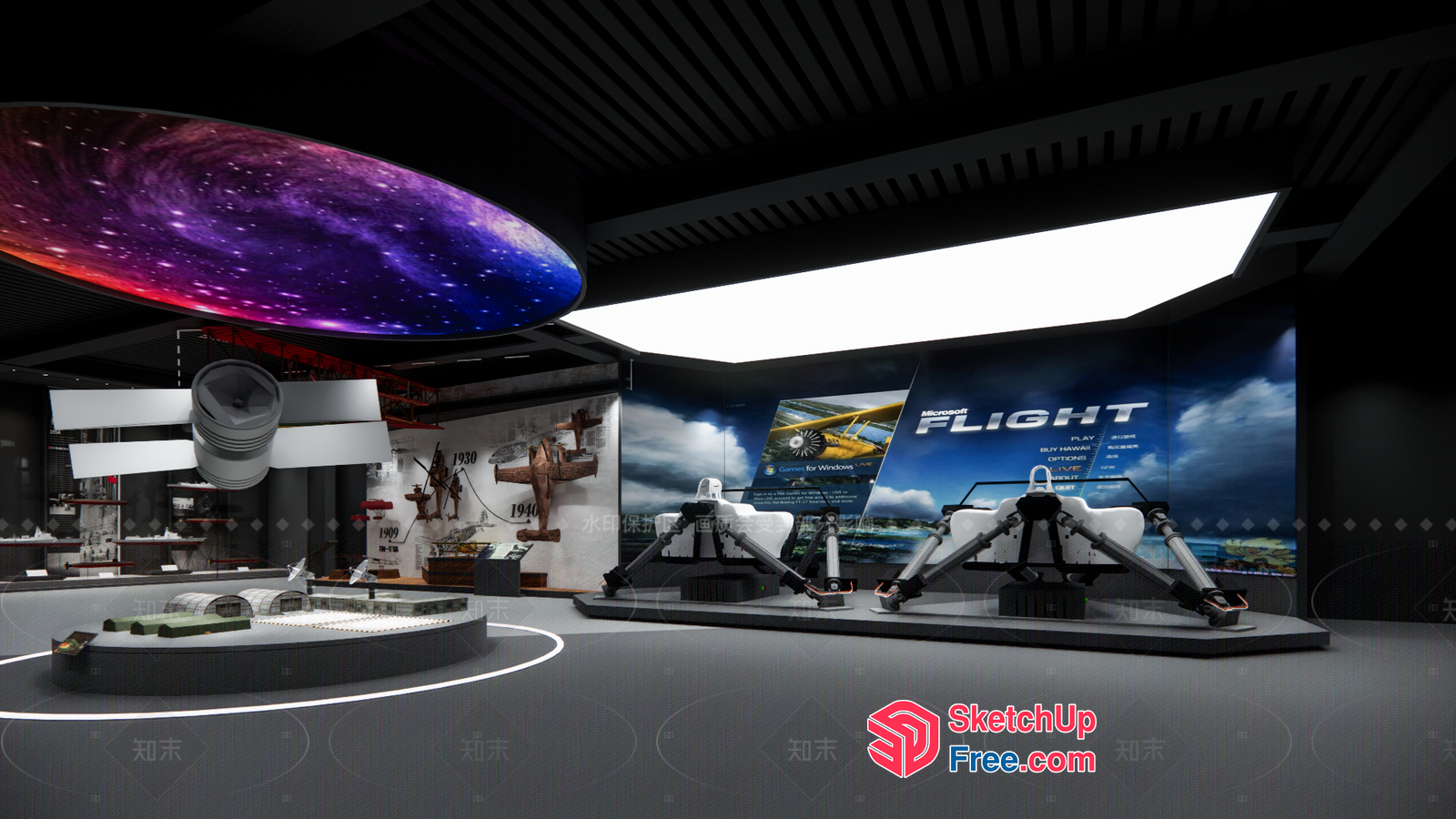 Futuristic Space-Themed Exhibition Space 3D SketchUp File