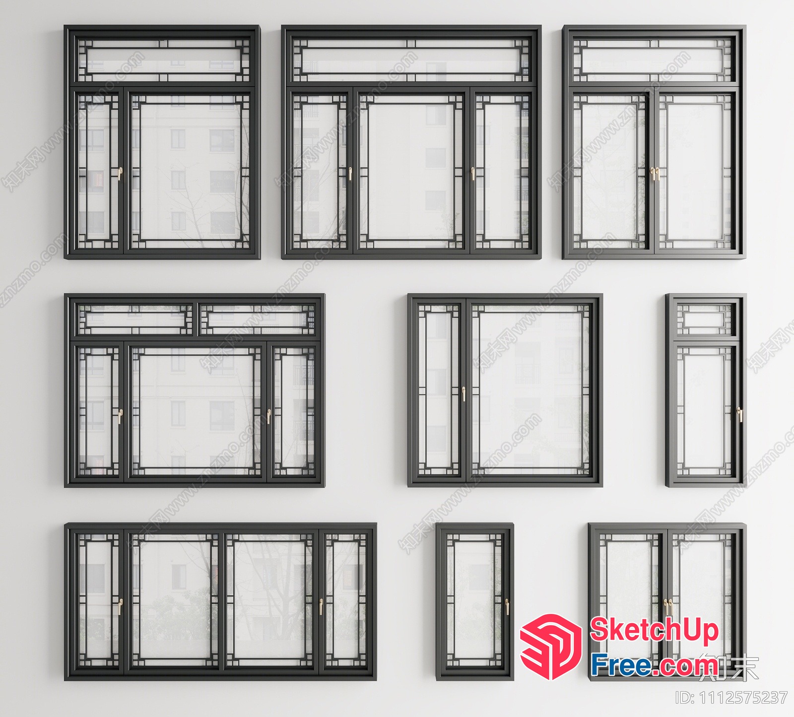 Multiple Window Styles 3D SketchUp File