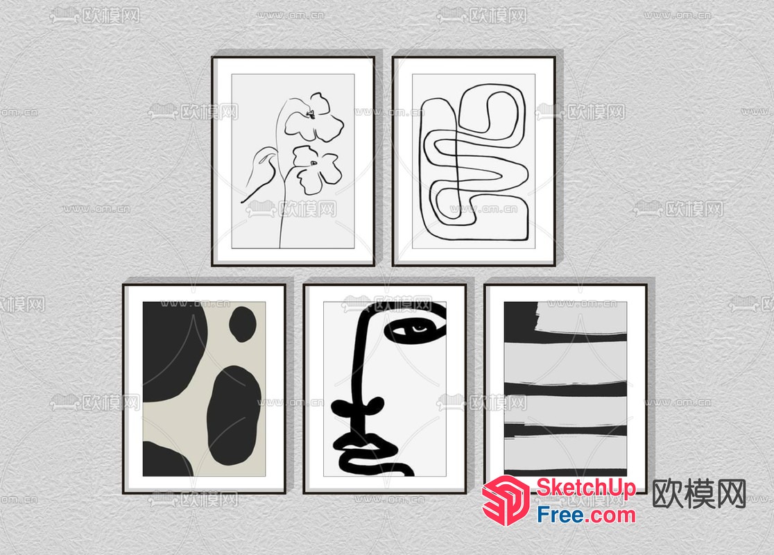 Minimalist Abstract Art Prints 3D SketchUp File