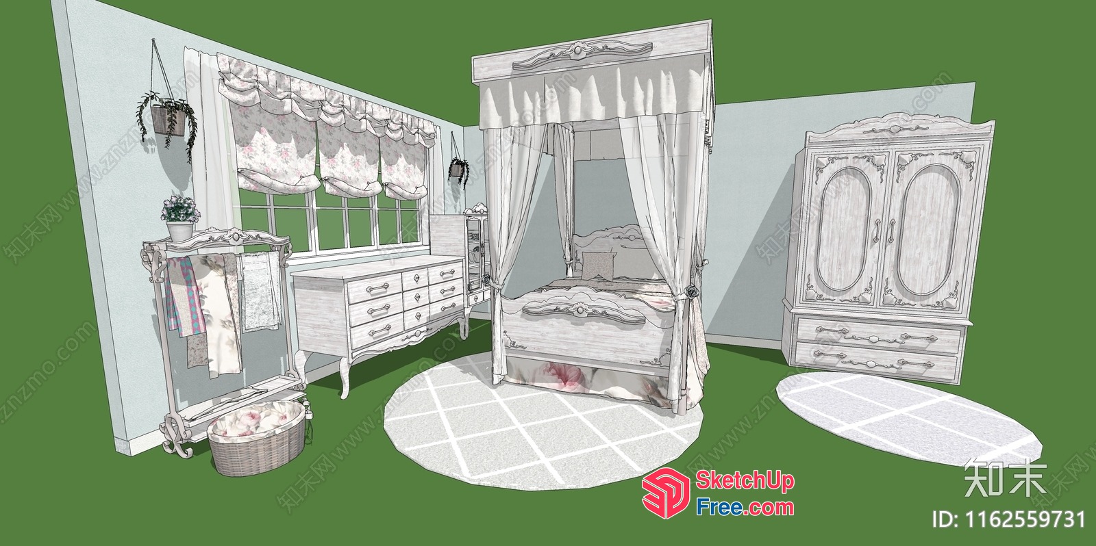 Vintage European-Style Bedroom Furniture 3D SketchUp File