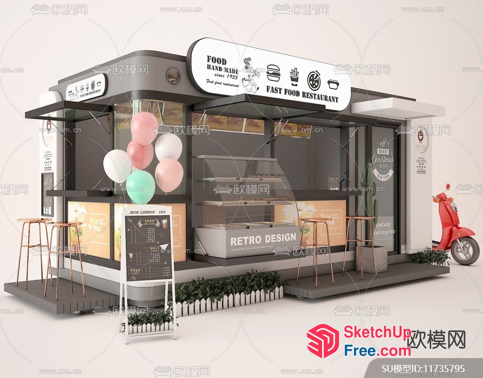 Food Handmade Fast Food Restaurant 3D SketchUp File
