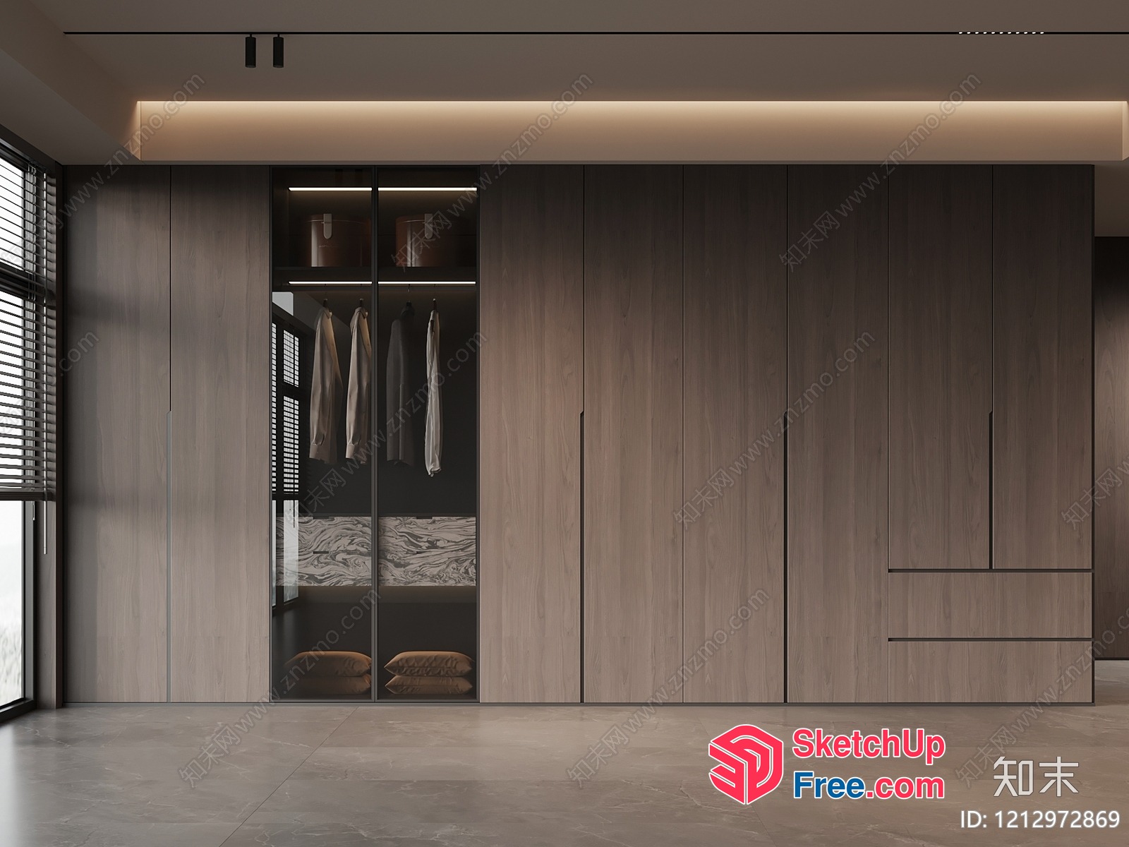 Modern Minimalist Wardrobe With Glass Doors 3D SketchUp File