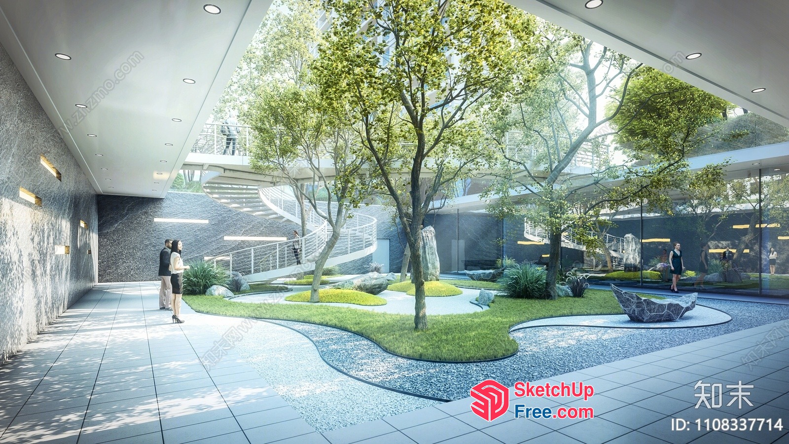 Modern Office Building With A Serene Courtyard 3D SketchUp File