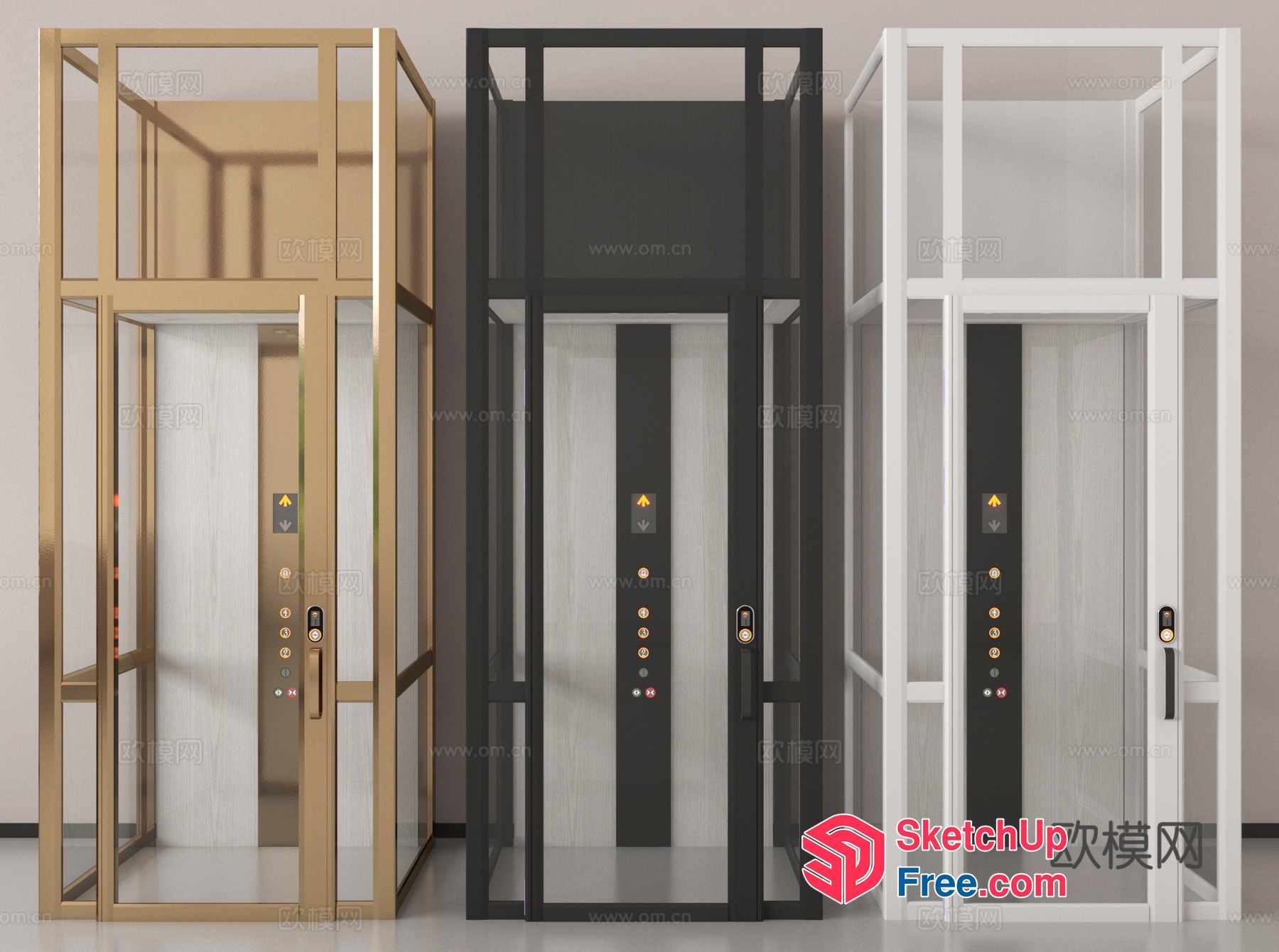Modern Glass Elevator Door Designs 3D SketchUp File