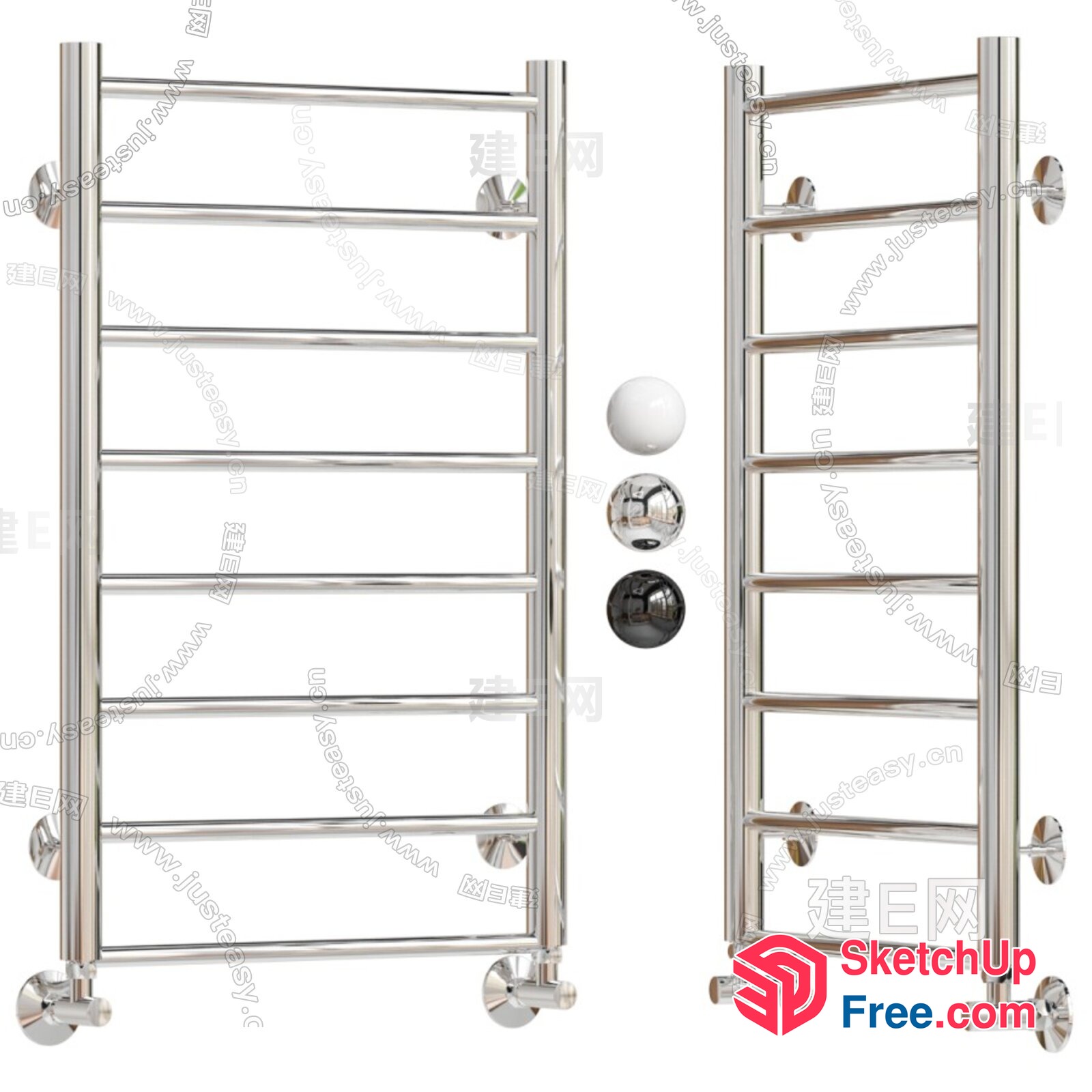Modern Silver Metal Staircase Railing 3D SketchUp File