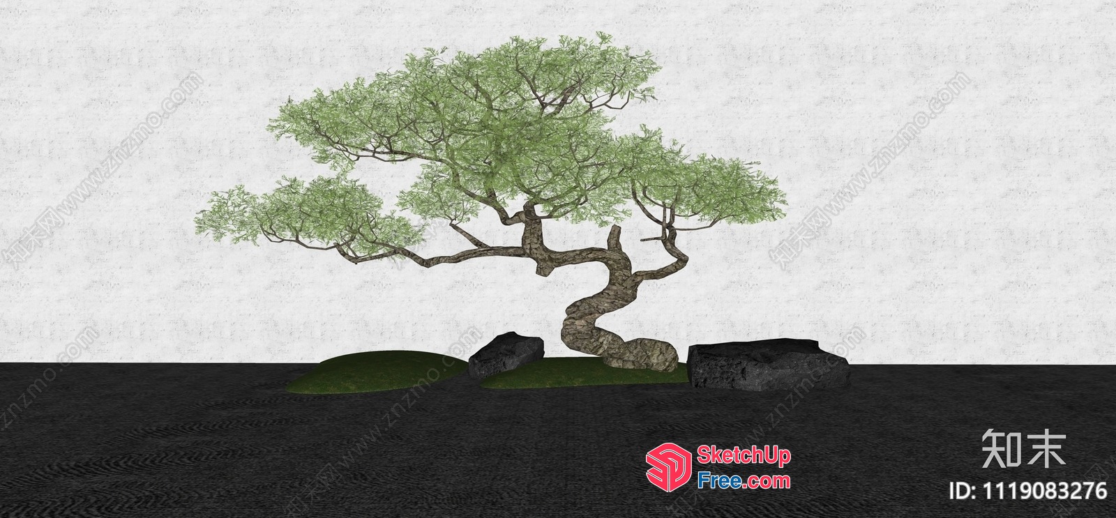 Japanese Style Tree In A Minimalist Setting 3D SketchUp File