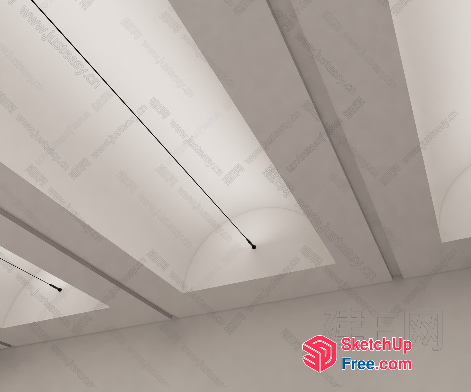 Elegant White Ceiling With Geometric Patterns And Light Fixtures 3D SketchUp File