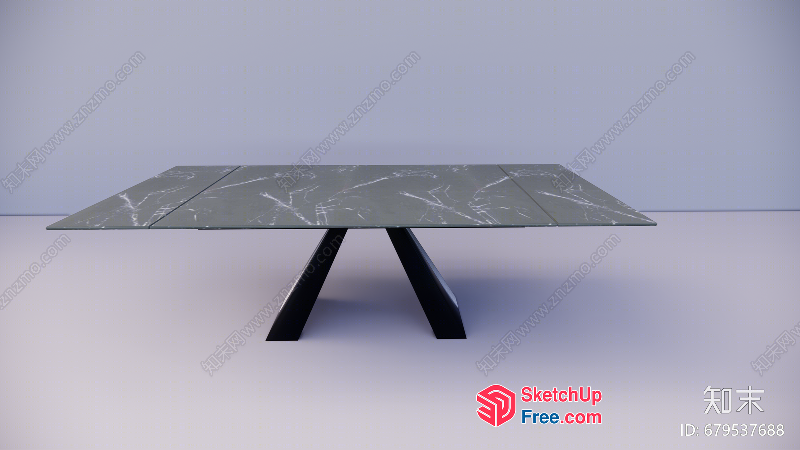 Modern Grey Dining Table With Marble Pattern 3D SketchUp File