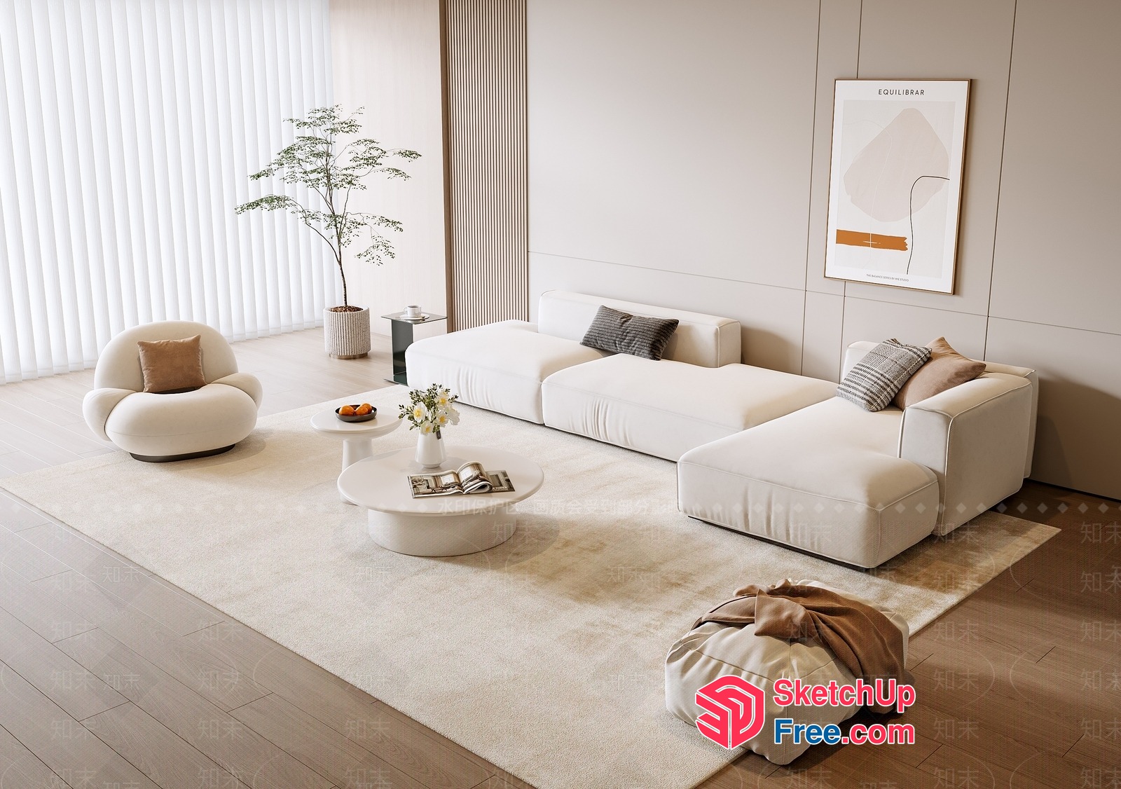 Minimalist Scandinavian Style Living Room 3D SketchUp File
