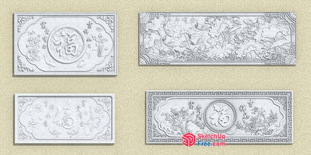 Chinese-Inspired Decorative Wall Panels 3D SketchUp File