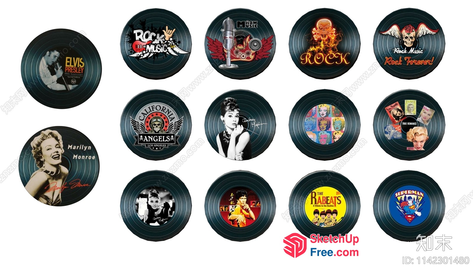 Iconic Celebrity Vinyl Records 3D SketchUp File