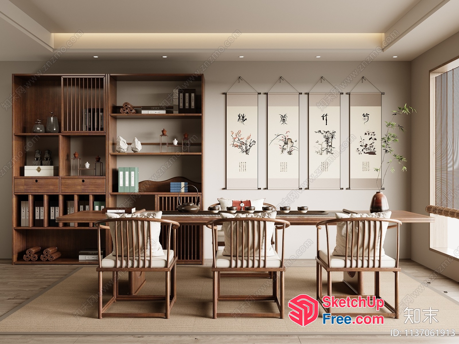 Elegant And Modern Japanese-Inspired Dining Room 3D SketchUp File
