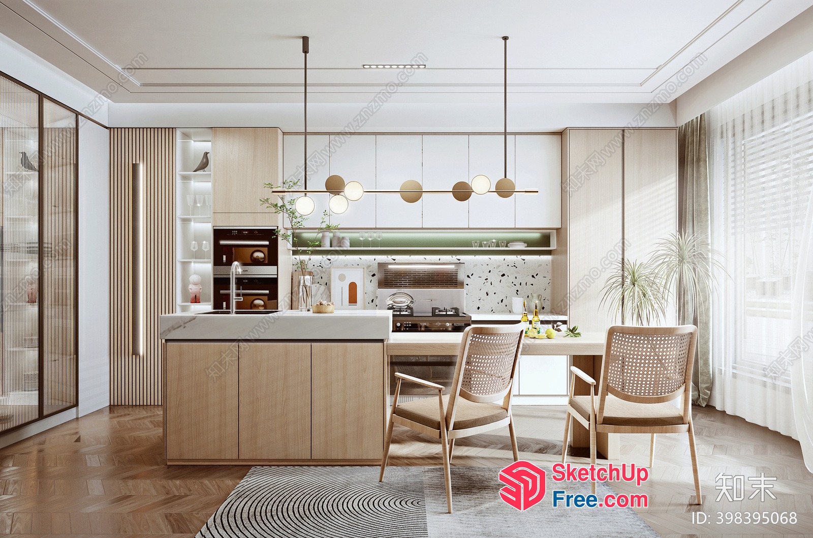 Elegant And Modern Kitchen And Dining Room 3D SketchUp File