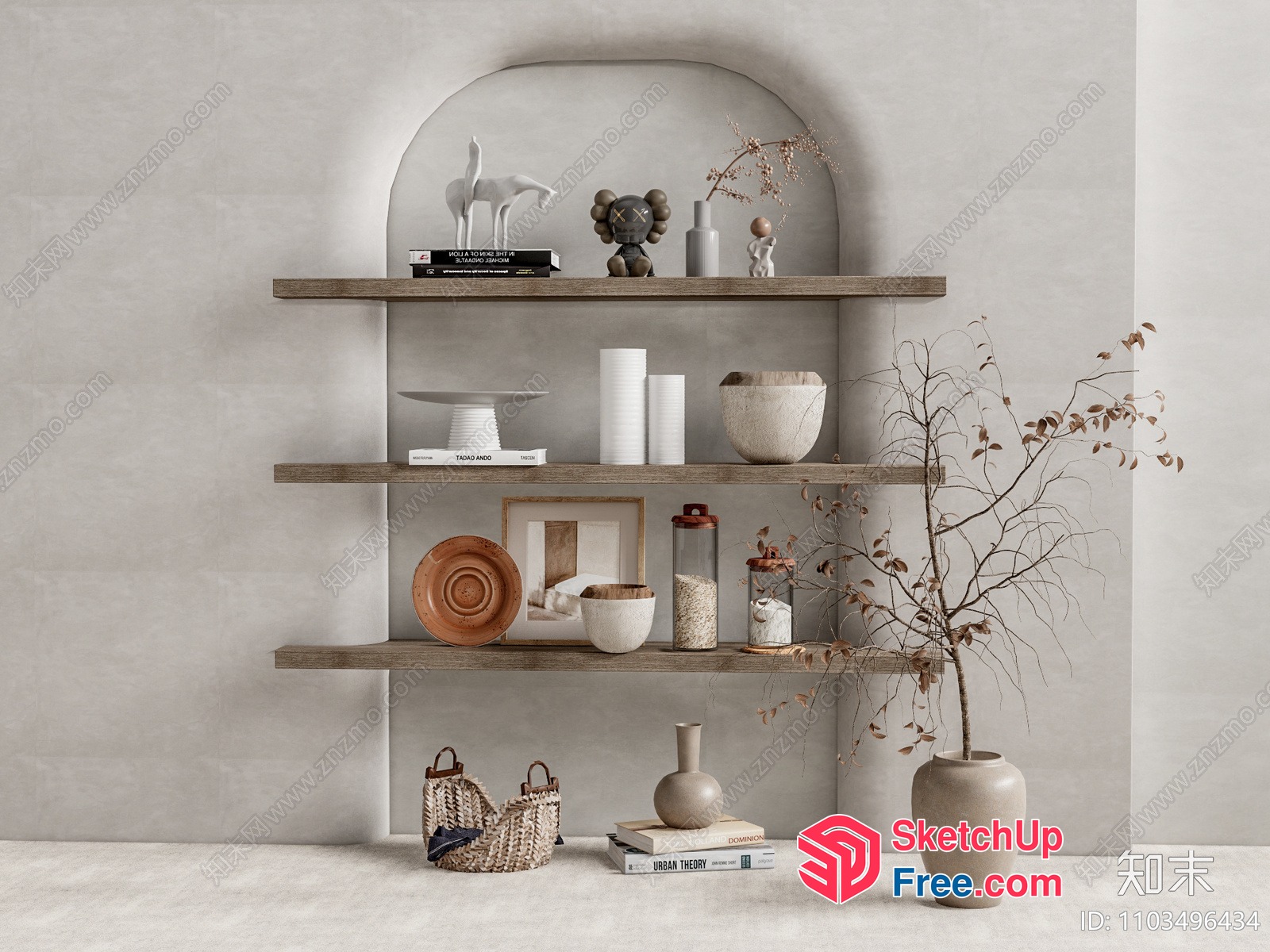 Minimalist Decorative Shelf With Vase And Vase 3D SketchUp File