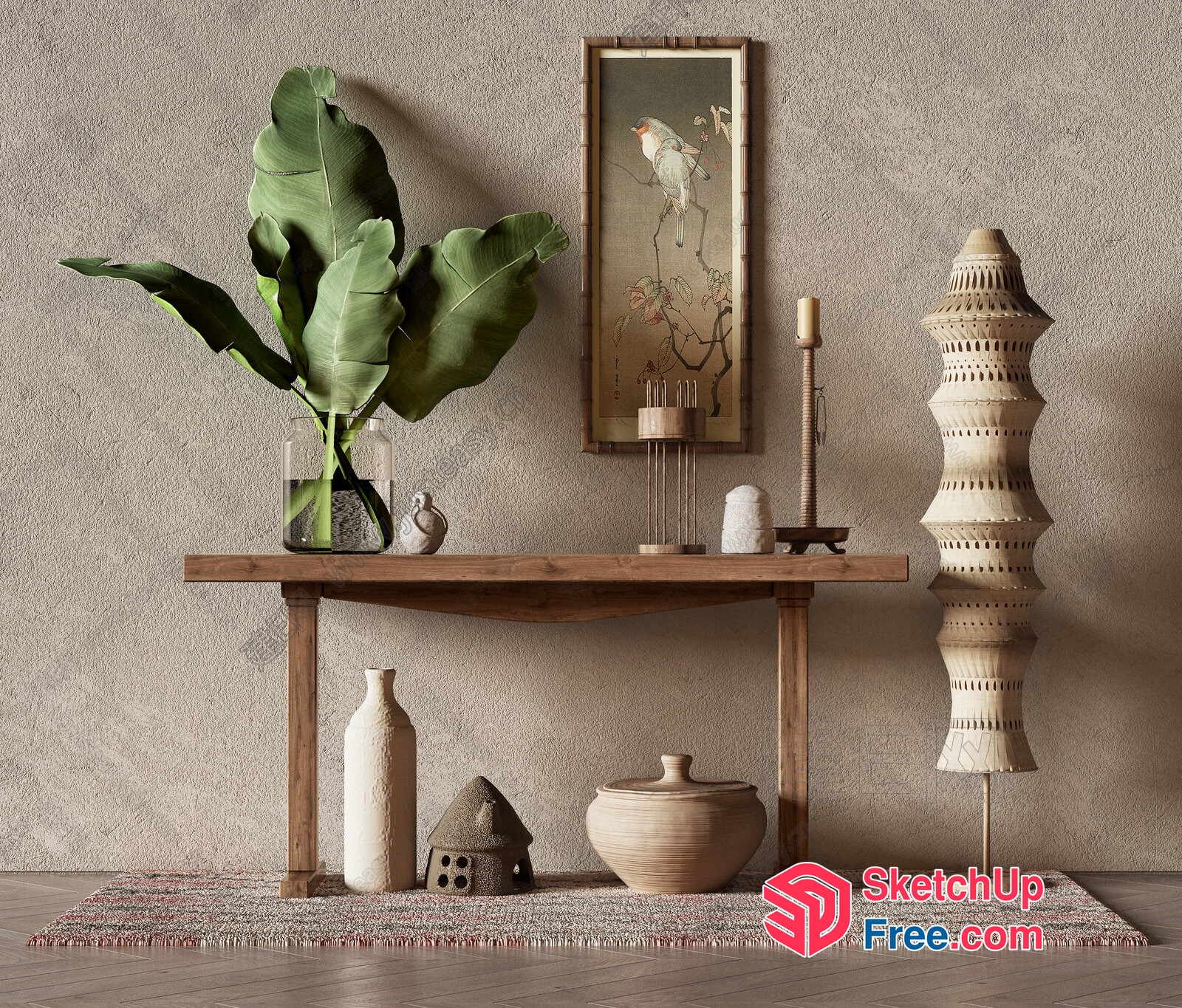 Exquisite Decorative Console Table With Elegant Artwork 3D SketchUp File