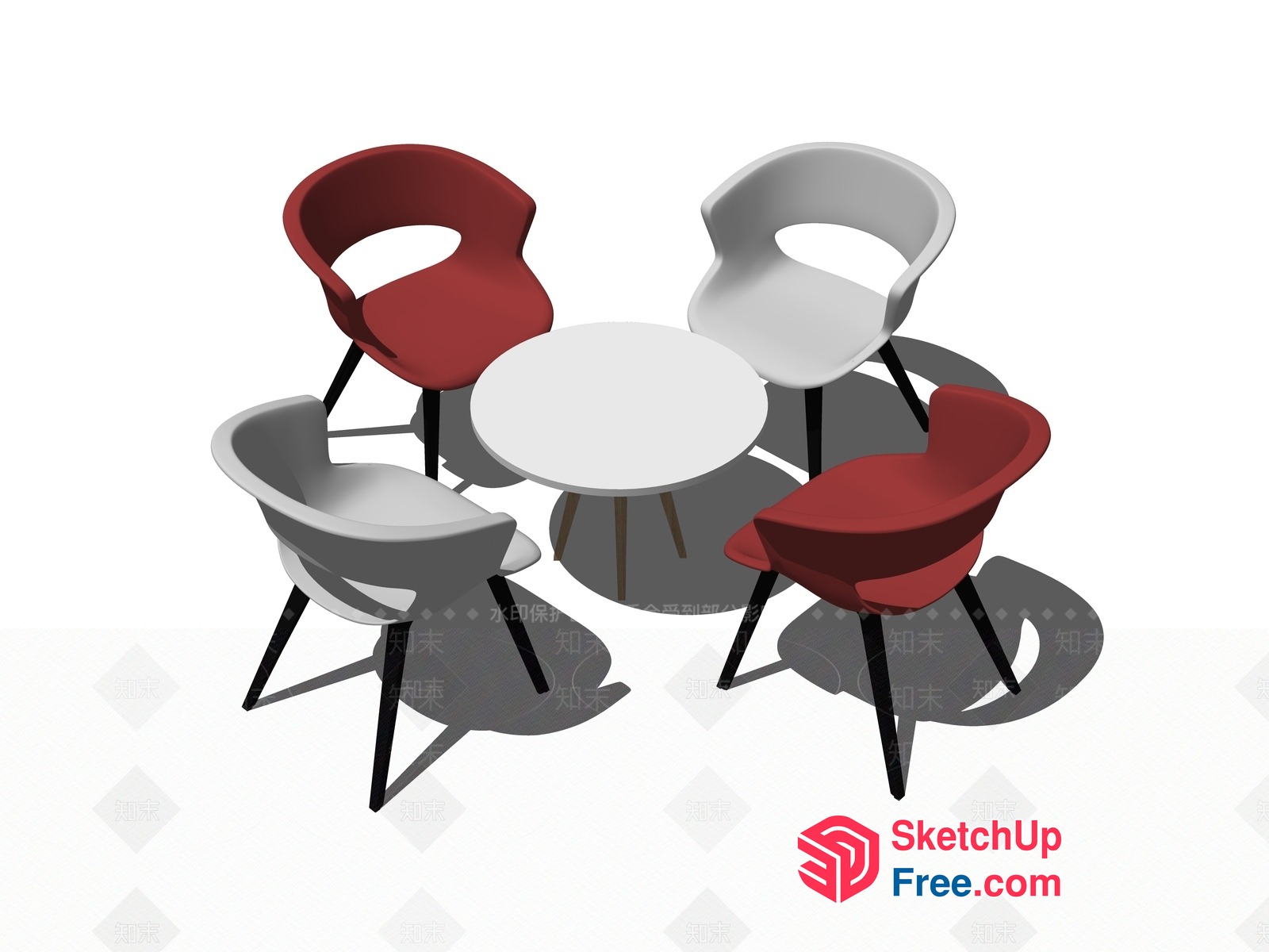 Modern Minimalist Dining Table And Chairs 3D SketchUp File