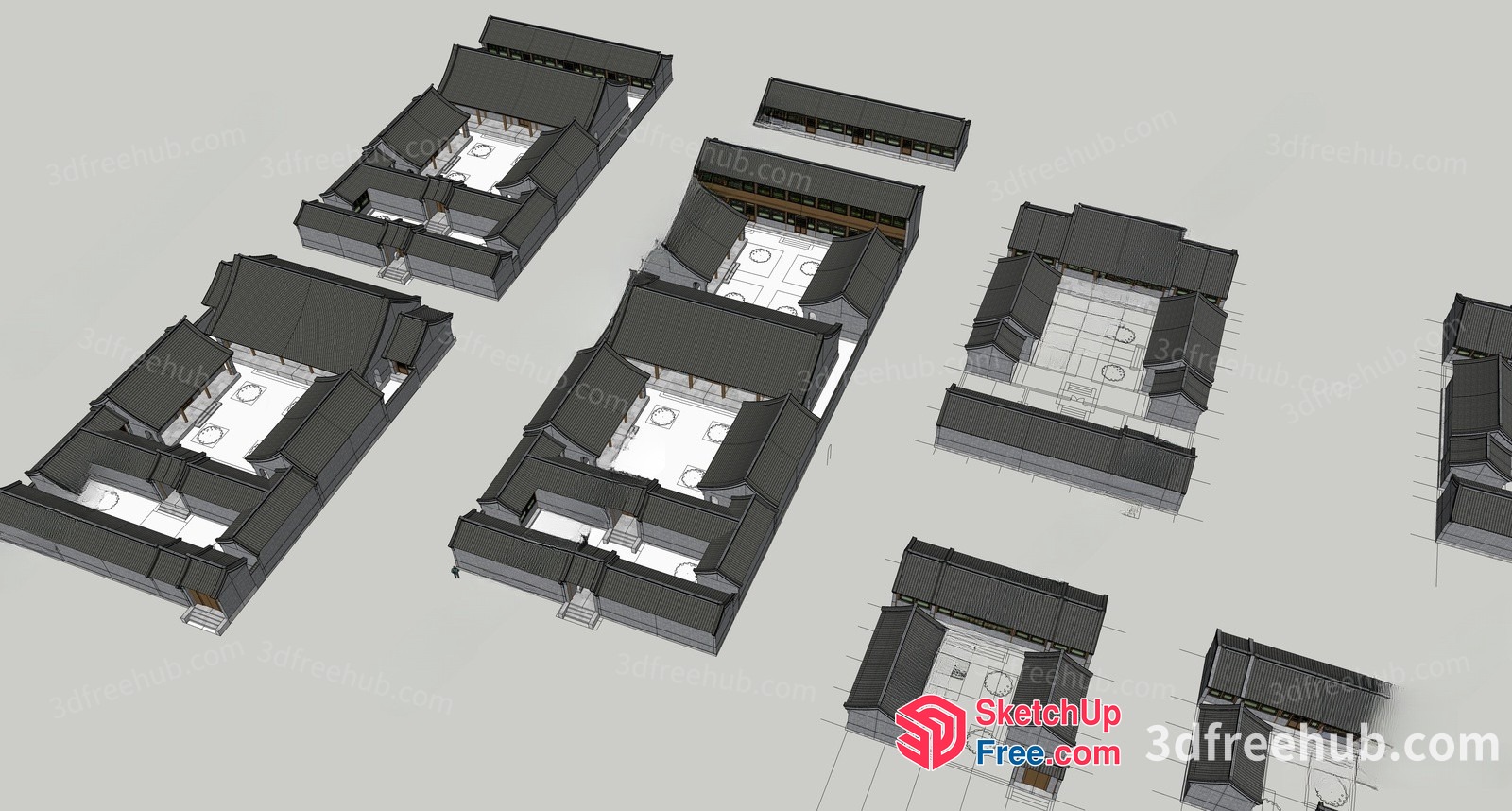3D Architectural Design Of Traditional Chinese Buildings 3D SketchUp File