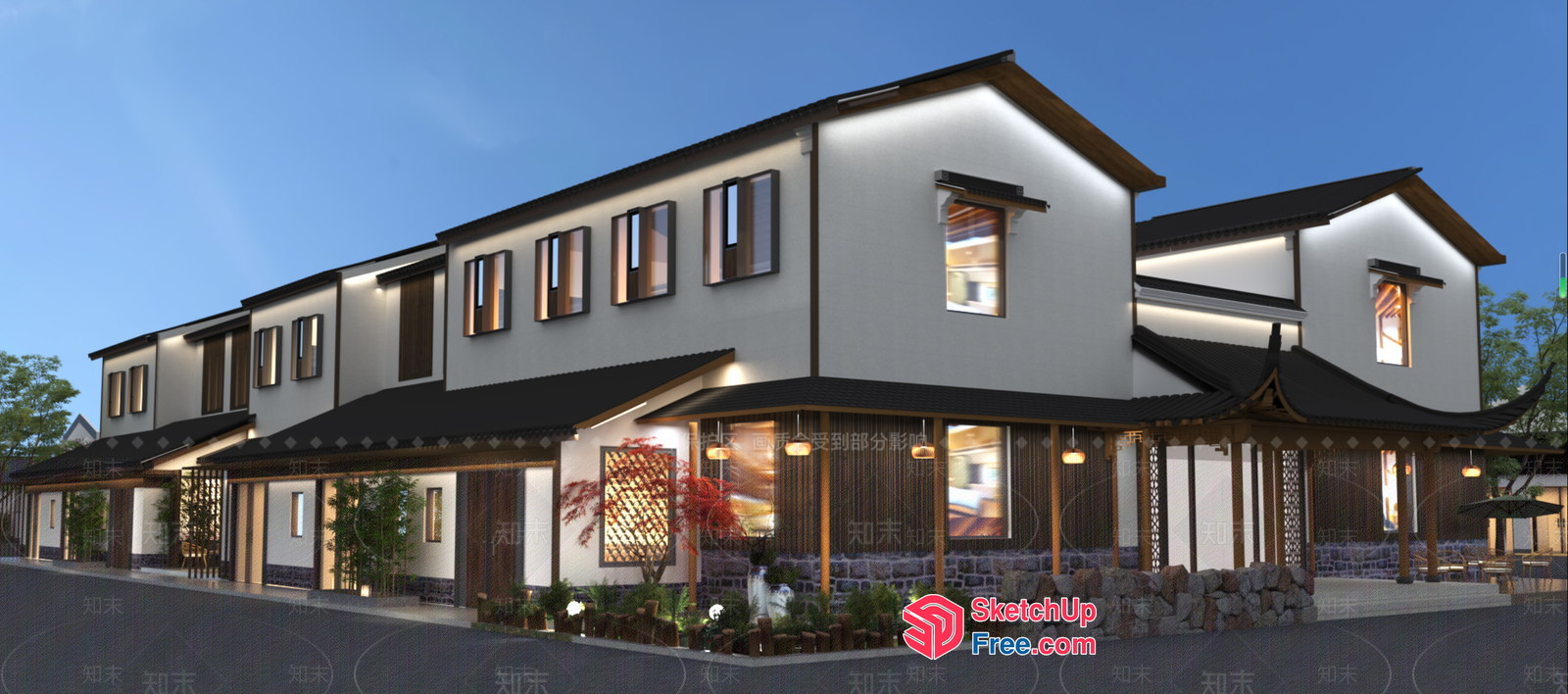 Traditional Chinese-Style Building Exterior 3D SketchUp File