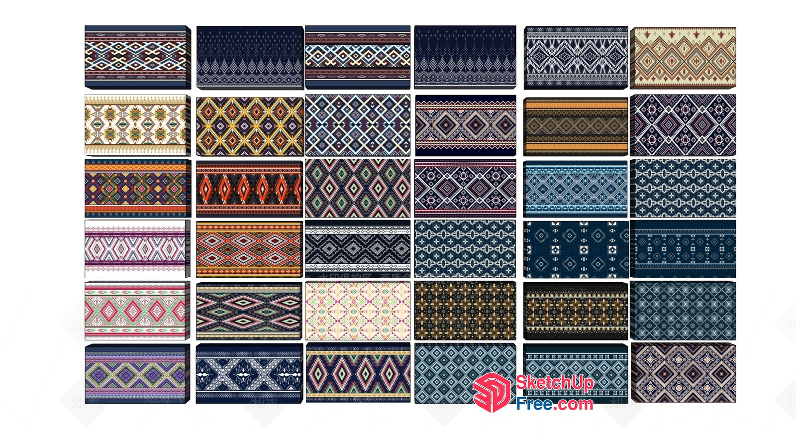 Colorful Geometric Patterns On Rectangular Shapes 3D SketchUp File