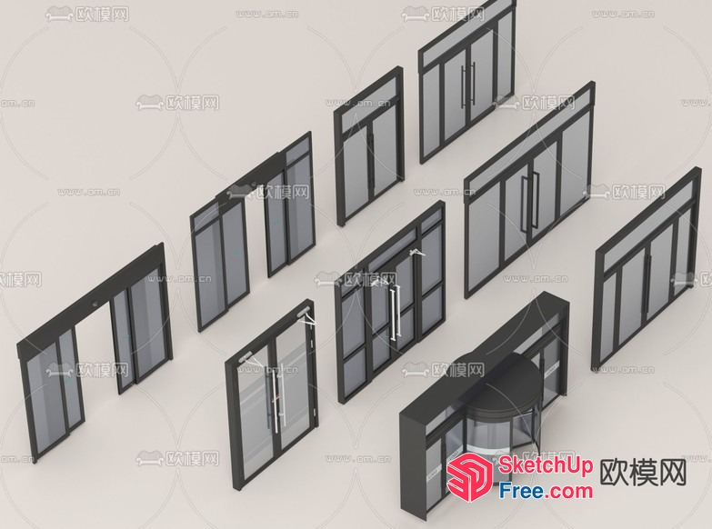 Modern Glass Door And Window Arrangement 3D SketchUp File