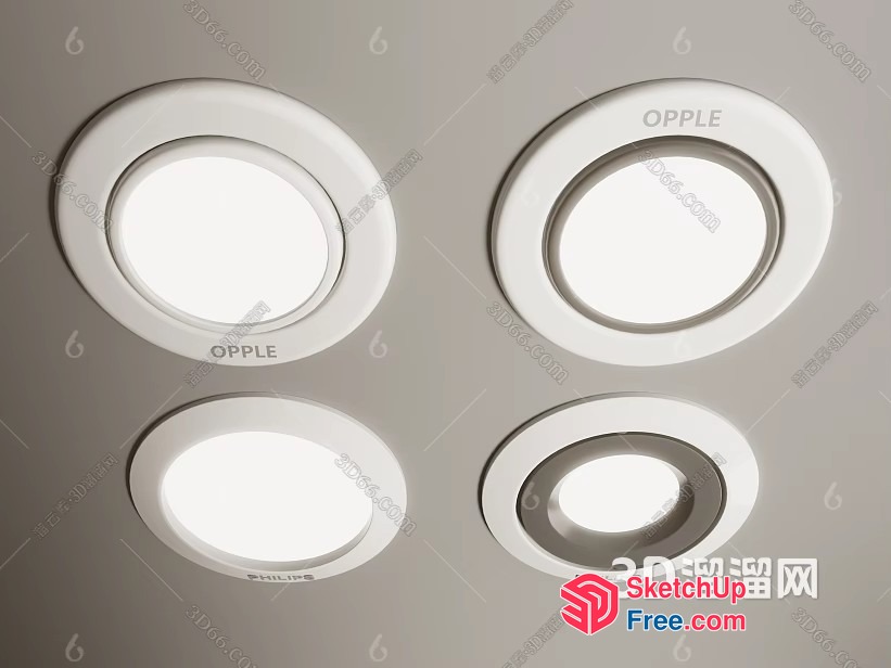 White Circular Ceiling Lights 3D SketchUp File