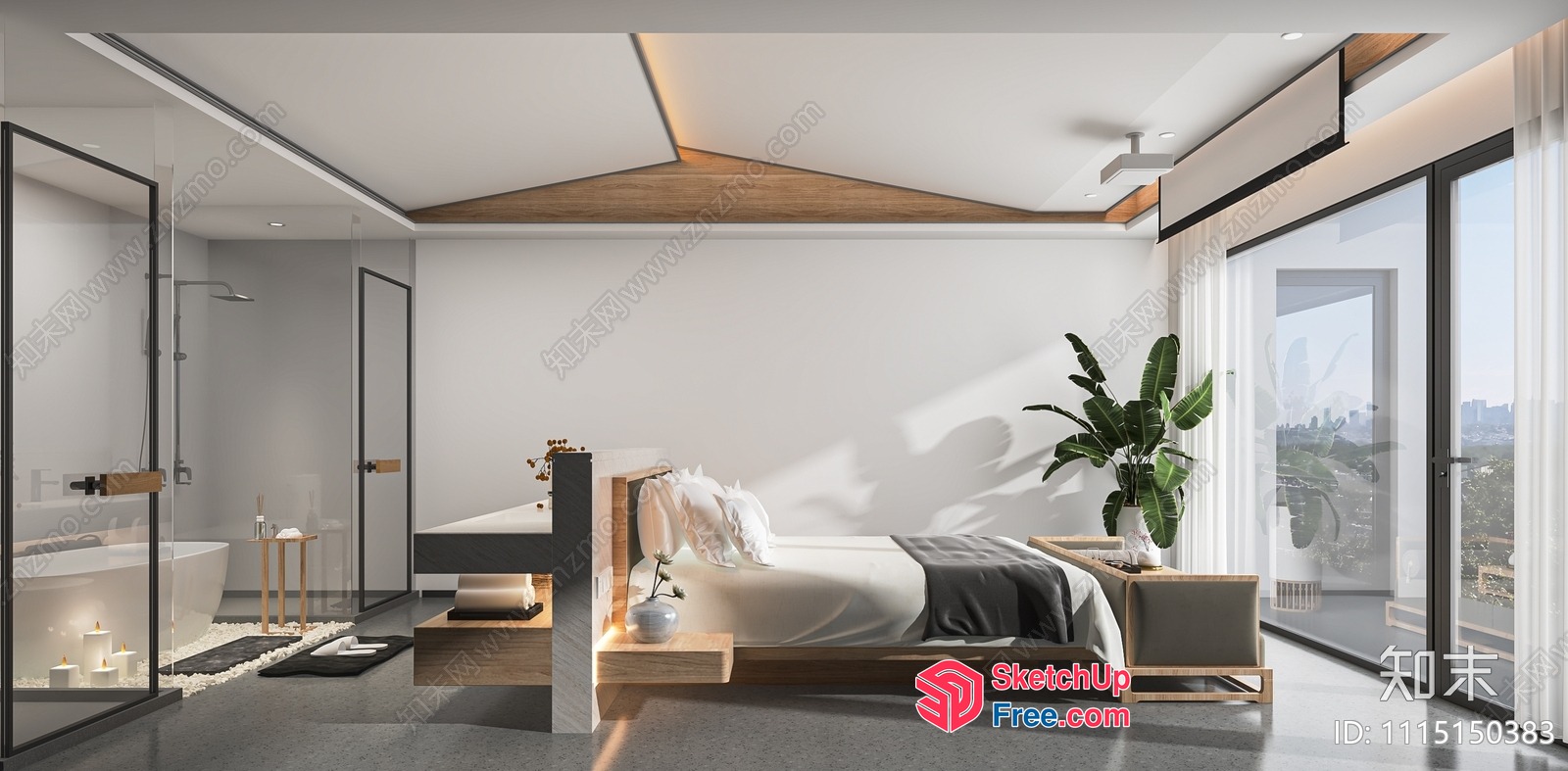Modern Minimalist Bedroom With Sleek Furniture And Natural Light 3D SketchUp File