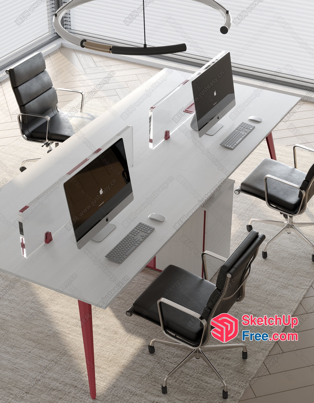 Modern Minimalist Office Space With Sleek Furniture And Natural Light 3D SketchUp File
