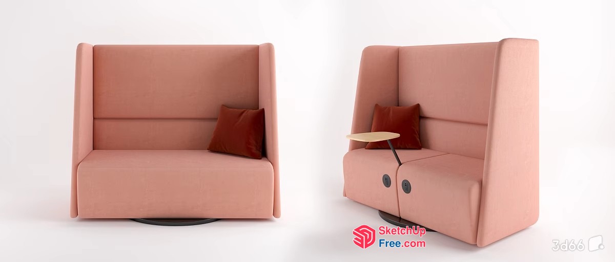 Cozy Pink Booth Seating 3D SketchUp File