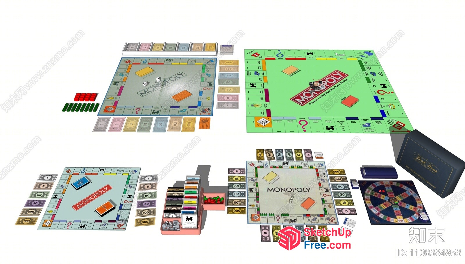 Monopoly Board Game Setup 3D SketchUp File